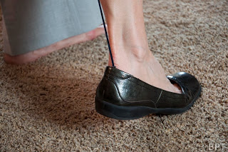 elderly woman foot in shoe