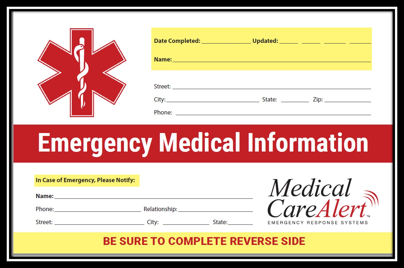 vial of life medical information form